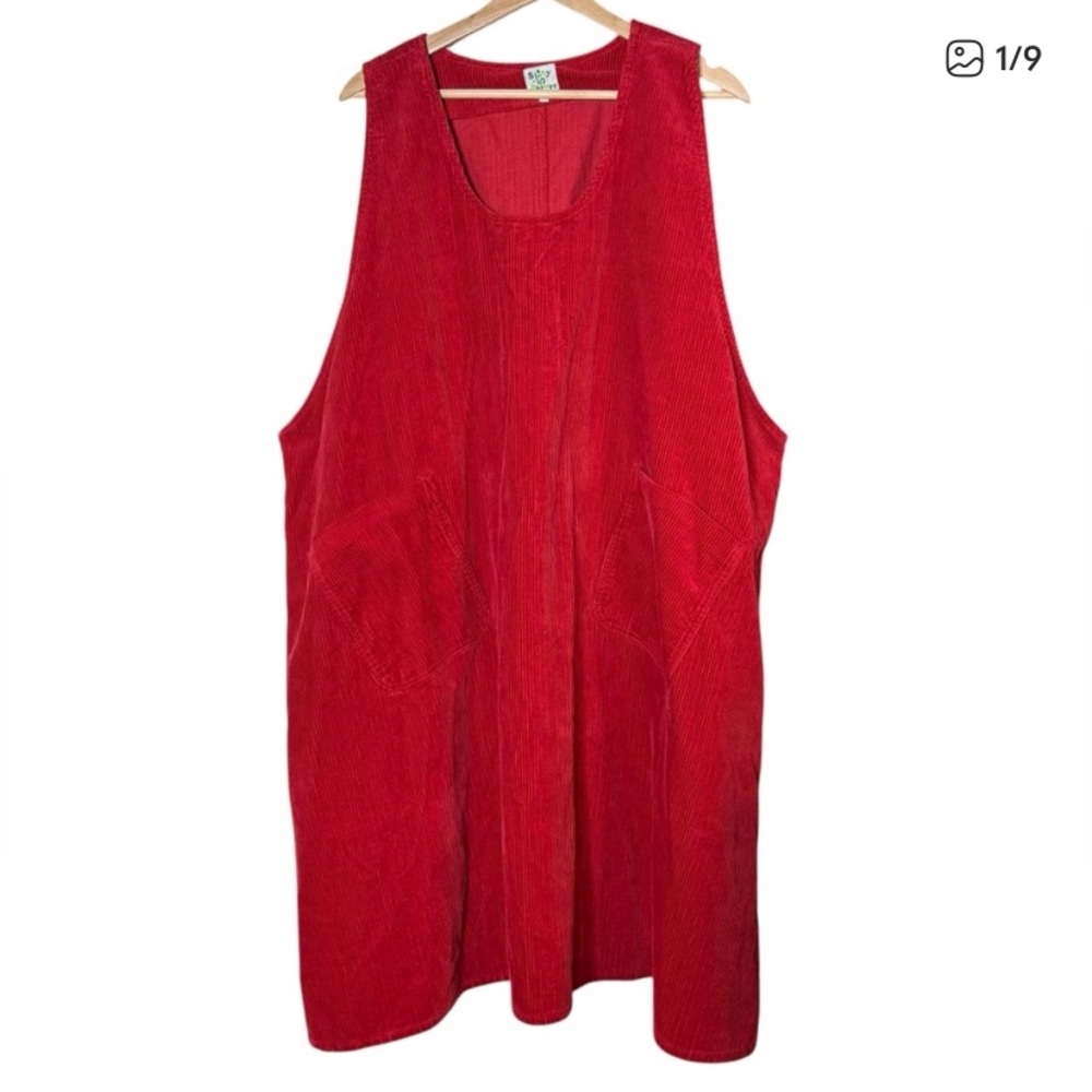 Shiny By Nature Red Corduroy A-Line Mini Dress Size 3XL Overall Dress
